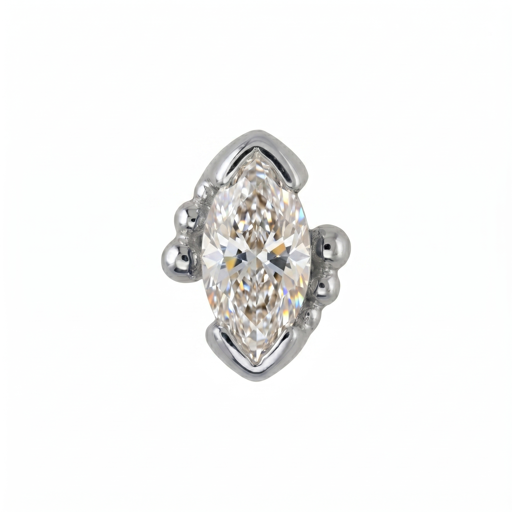 Beaded Marquise — 14k White Gold — BVLA piercing jewellery
