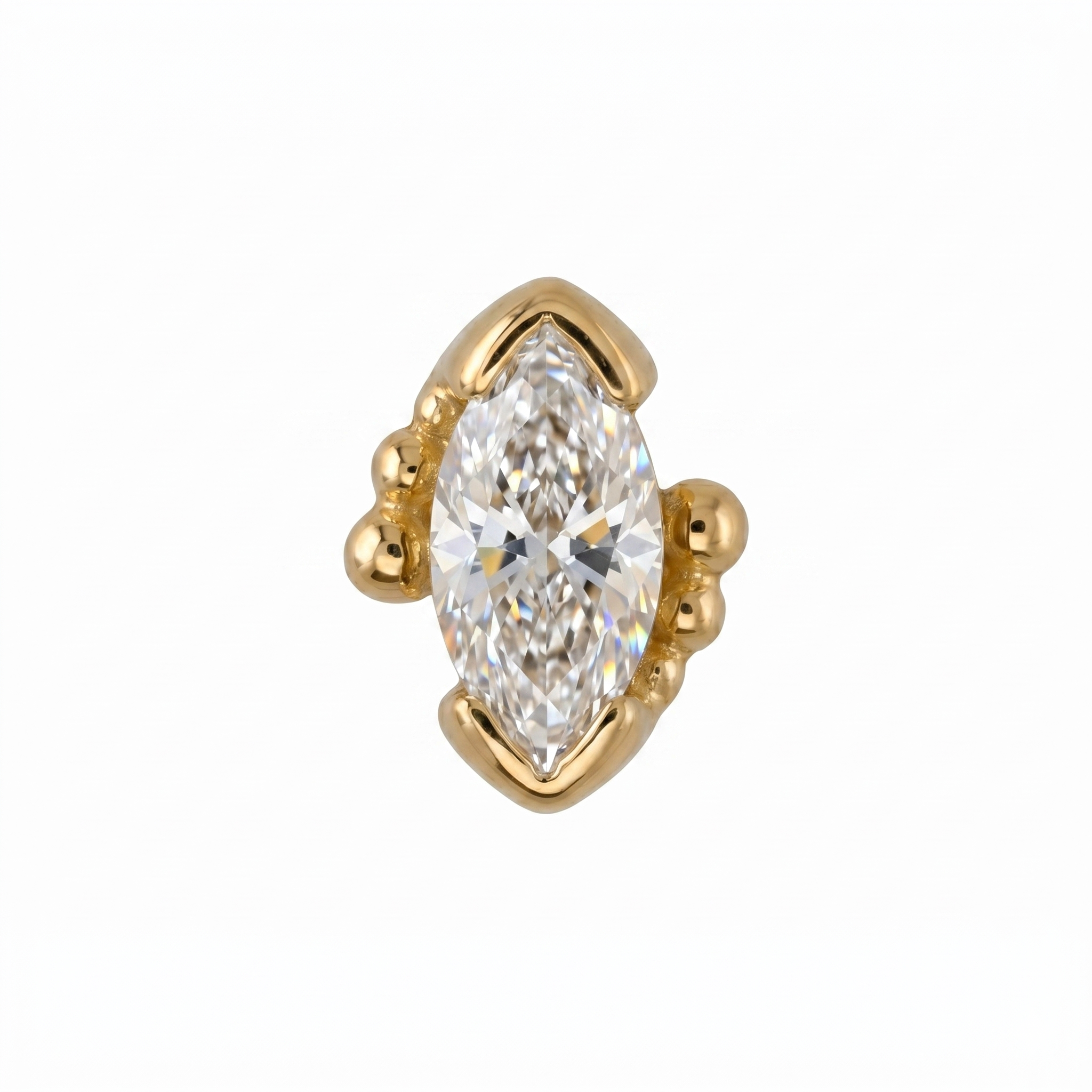 Beaded Marquise — 14k Yellow Gold — BVLA piercing jewellery