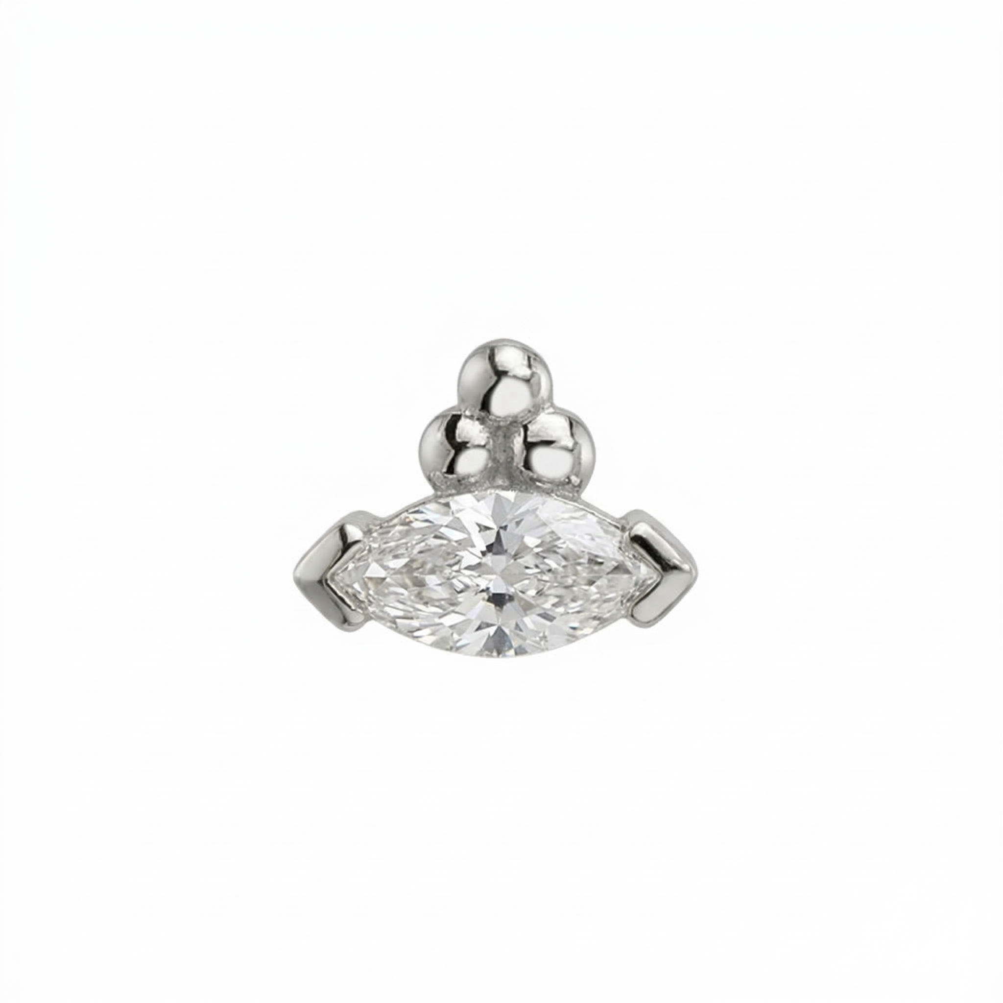 Marquise V Prong Tribead — 14k White Gold — BVLA piercing jewellery