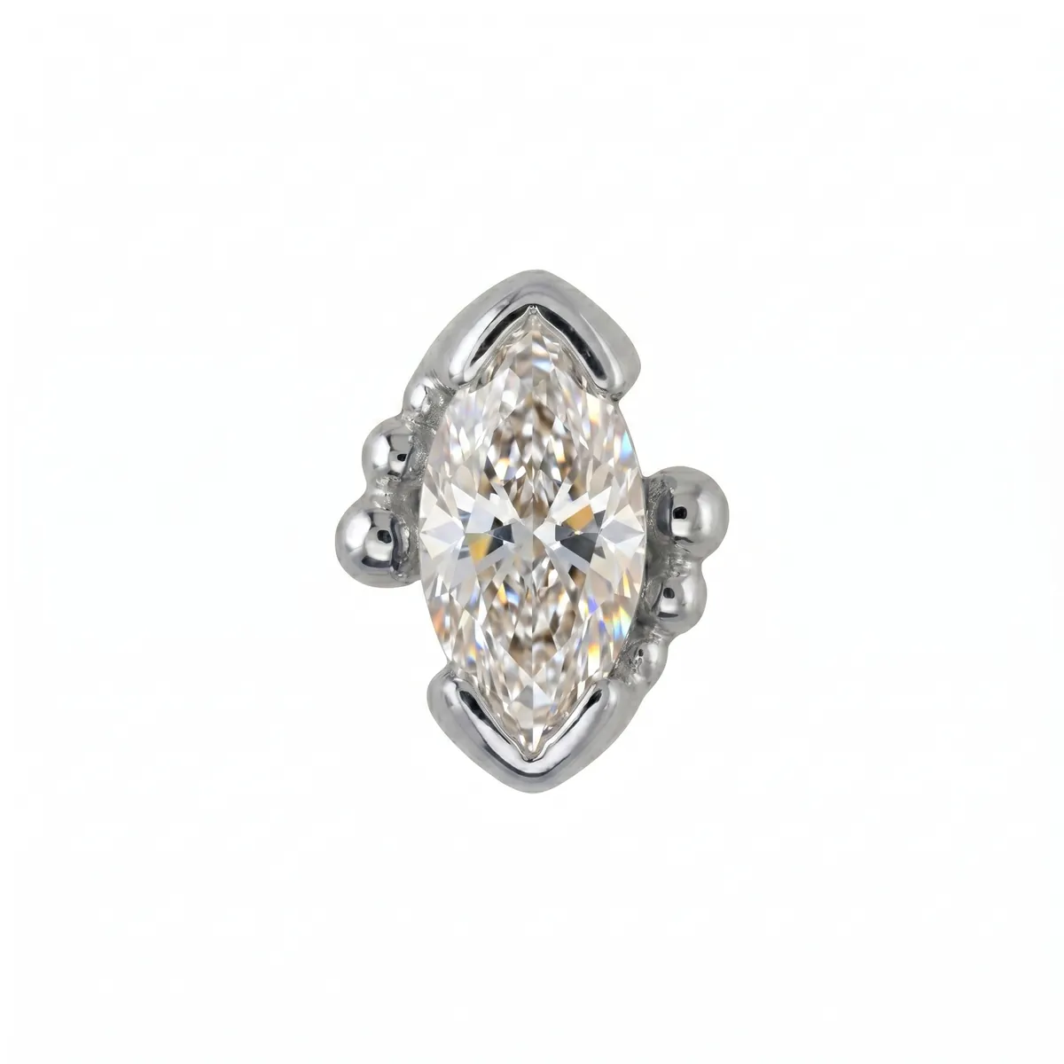 Beaded Marquise — 14k White Gold — BVLA piercing jewellery