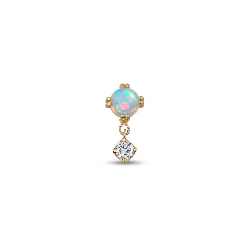 Cab Prong Duet — 14k Yellow Gold — BVLA piercing jewellery