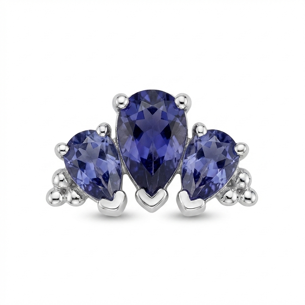 3 Gem Graduated Pear Panaraya — 14k White Gold — BVLA piercing jewellery