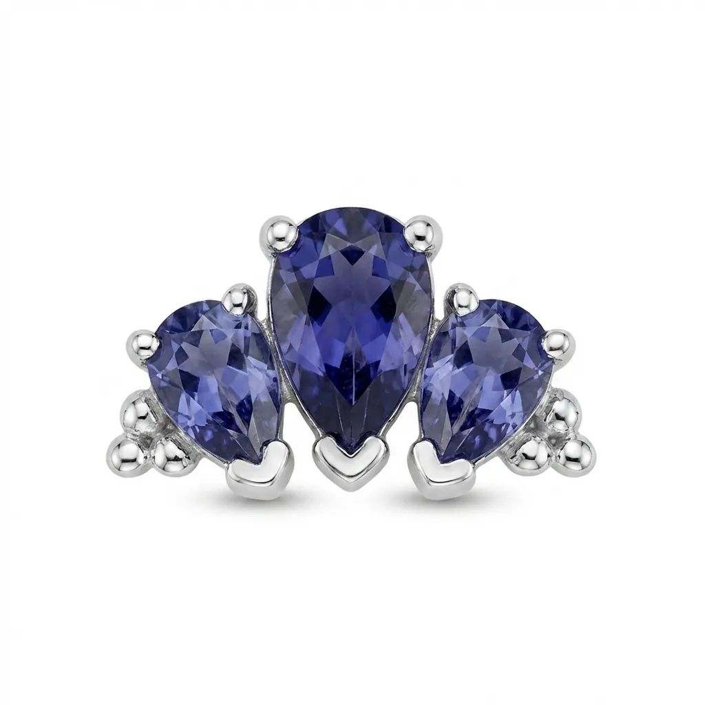 3 Gem Graduated Pear Panaraya — 14k White Gold — BVLA piercing jewellery