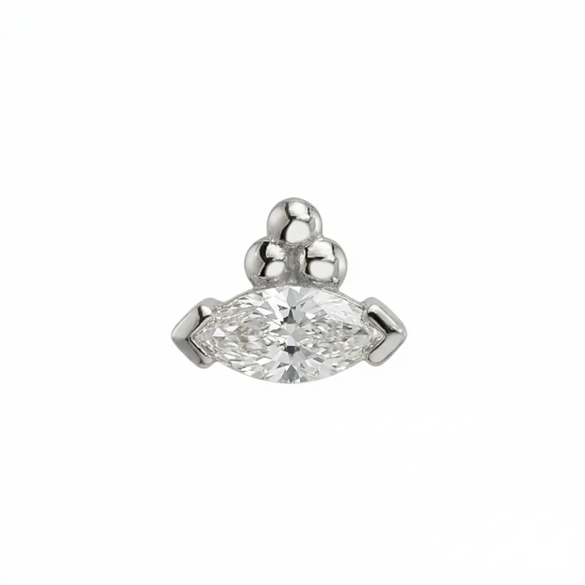 Marquise V Prong Tribead — 14k White Gold — BVLA piercing jewellery