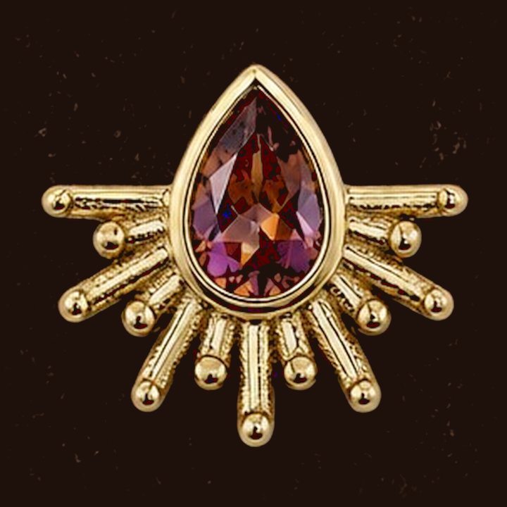 Tiny Borderline, 14k yellow gold, 3x2mm anastasia topaz pear