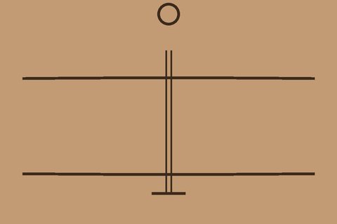 A drawing of a piercing cut side-on, with the end come away from the post