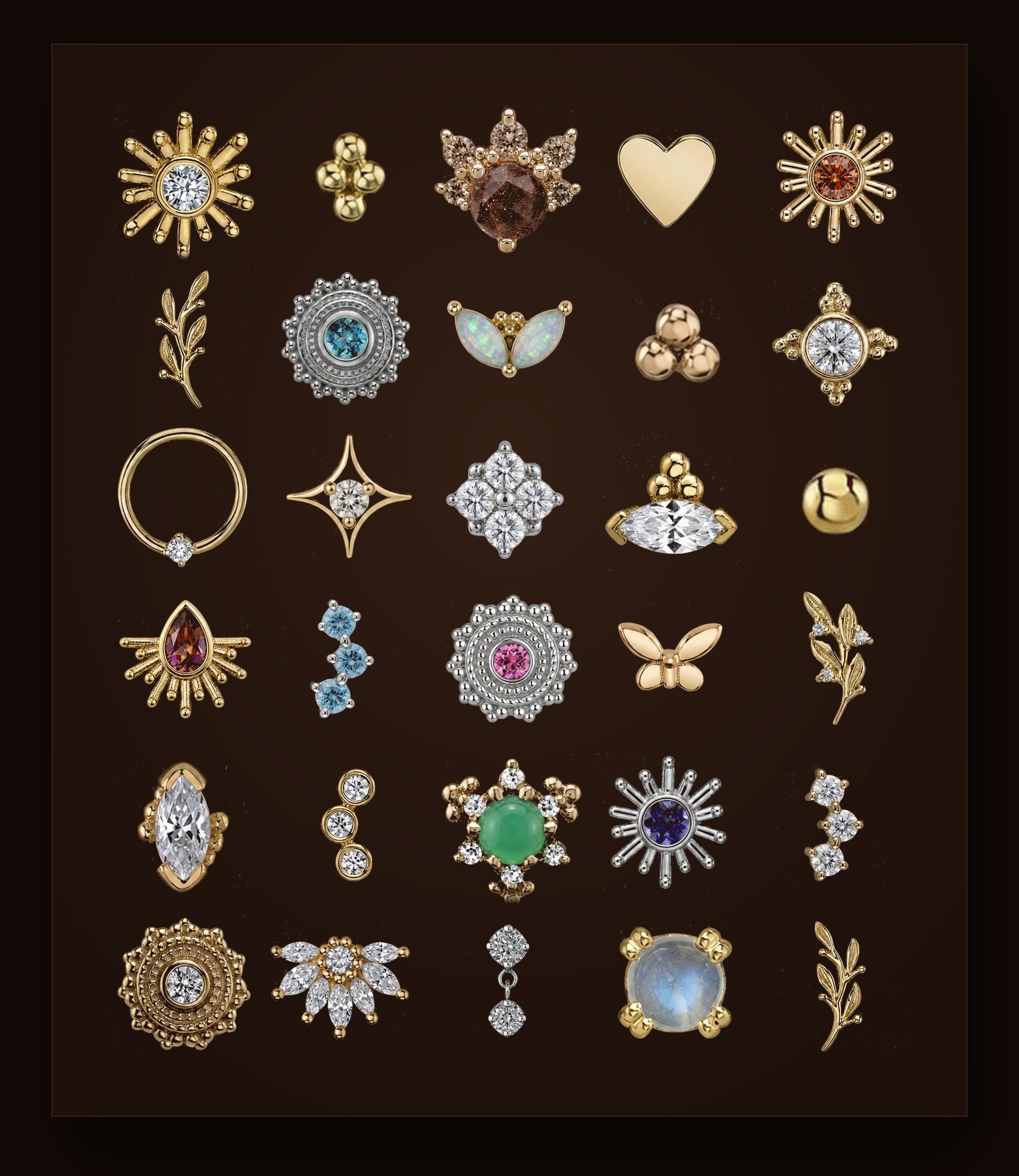 A tray of BVLA gold pieces on a dark pad