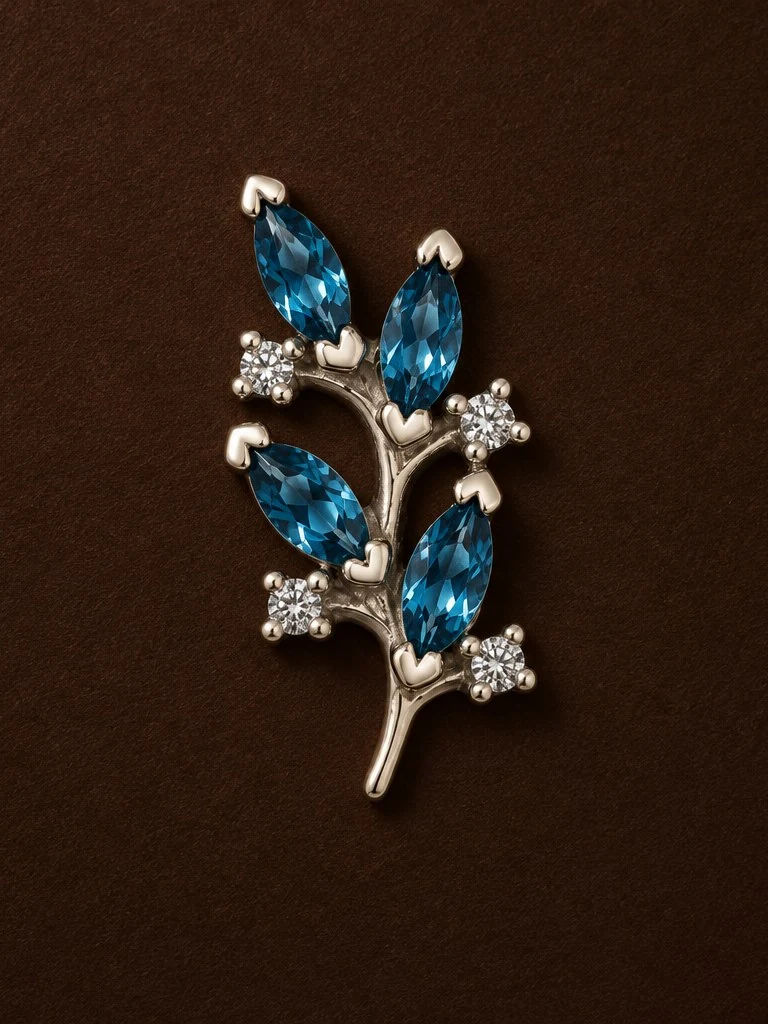 Bitter Sweet, 14k white gold, 3x1.5mm london topaz marquise