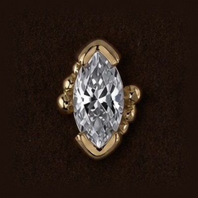 Marquise V Prong and Graduating Bead Accents