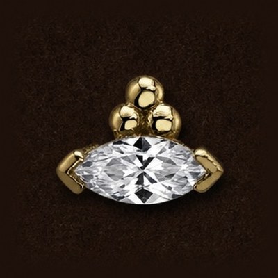 Marquise V Prong with Tri Bead Accent